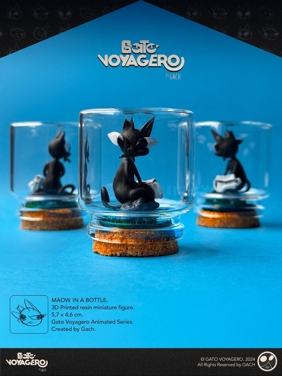 Maow embotellaow. Figura impresa en resina 3D. Diseñada por Gach. Maow embotellaow. Figura impresa en resina 3D. Diseñada por Gach.